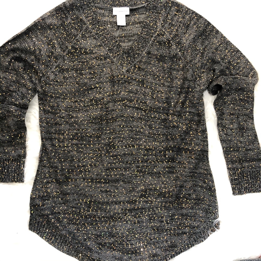 Soft Surroundings NWT Gray w/Gold Sequins Tunic